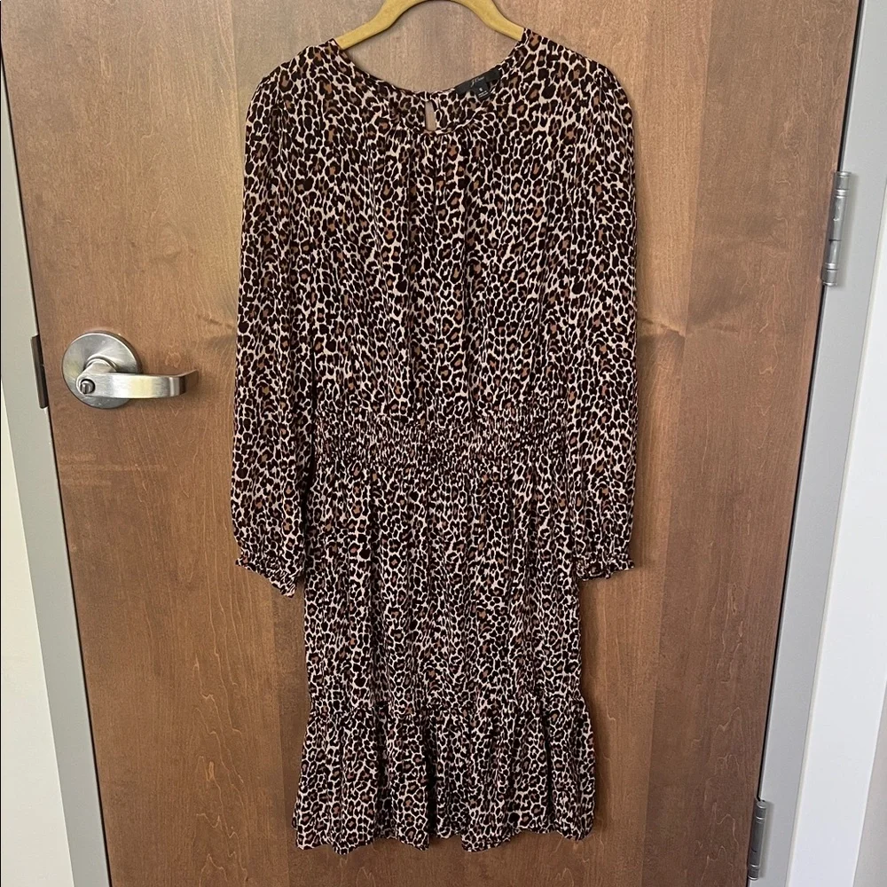 🐆 J.Crew Leopard Print Tiered Dress – Size Small 🖤 - Picture 4 of 11